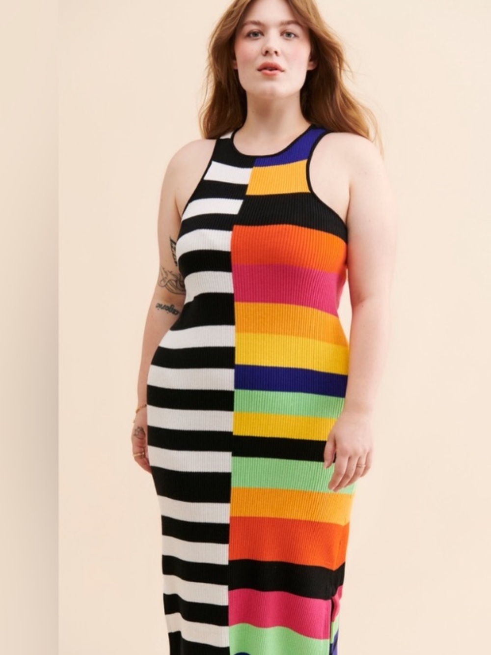 Mixed Stripe Ribbed Dress - Picture 3 of 9